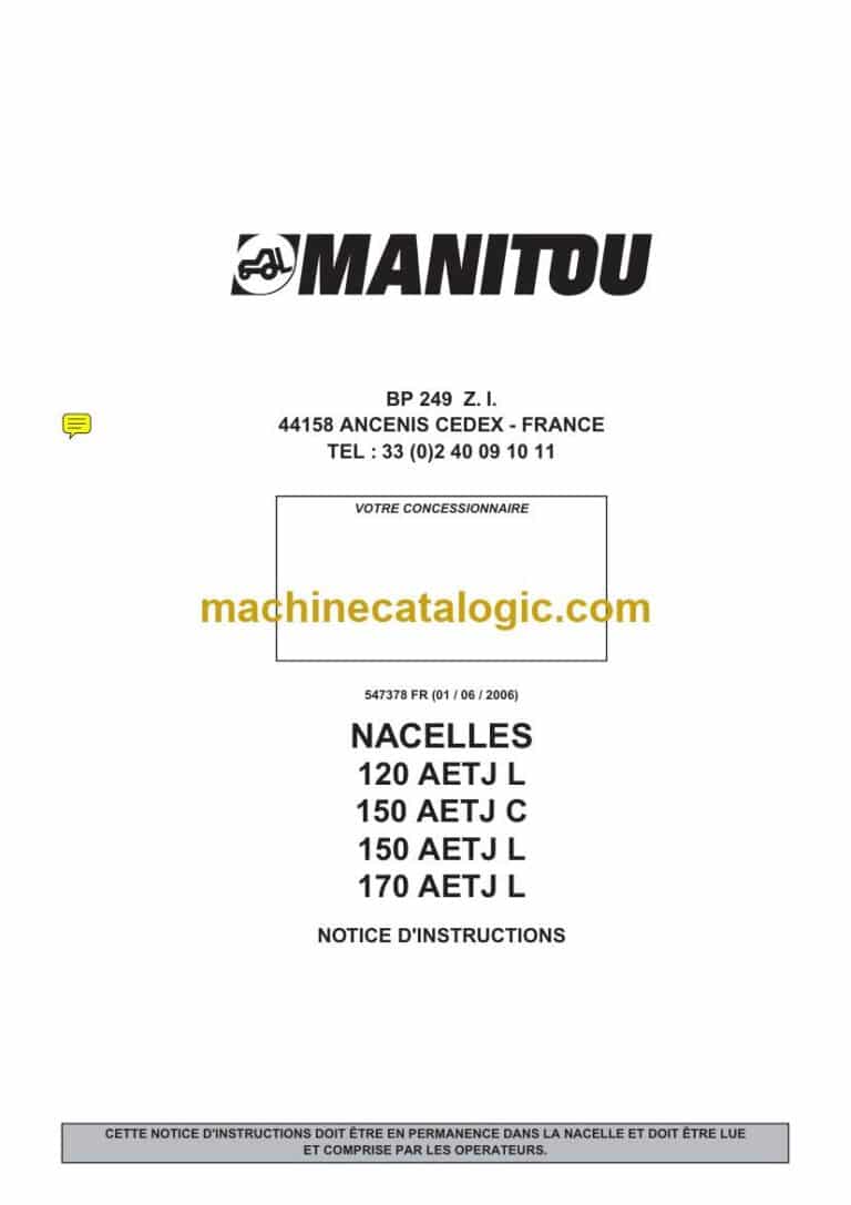 Manitou 120 AETJ L, 150 AETJ C, 150 AETJ L, 170 AETJ L Notice D’instructions (547378FR) (06-2006)