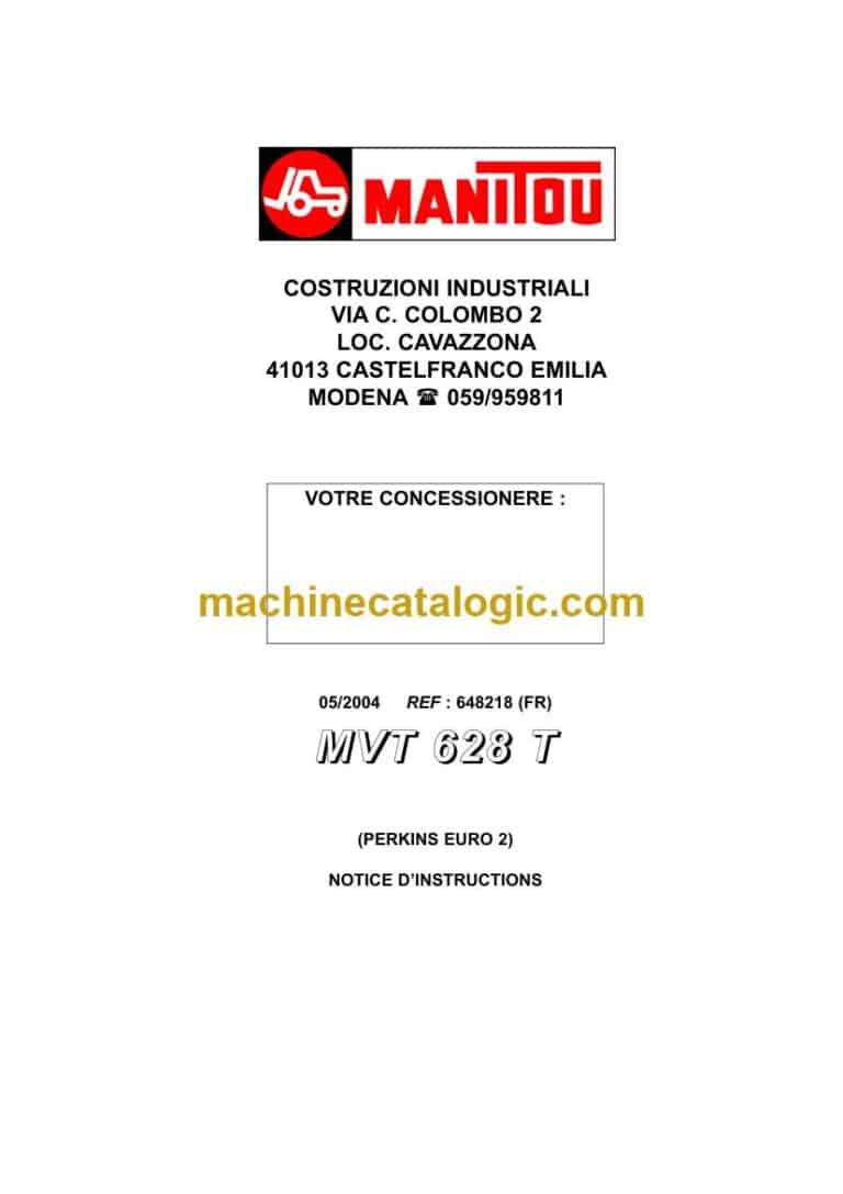 Manitou MVT 628 T Notice D’instructions (648218FR) (05-2004)