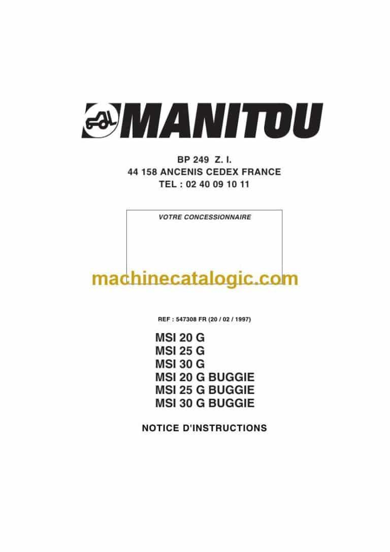 Manitou MSI 20G, MSI 25G, MSI 30G Buggie Notice D’instructions (547308FR) (02-1997)