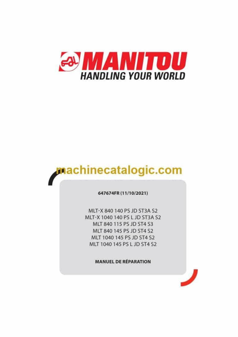 Manitou MLT-X 1040 140 PS L JD ST3A S2 Manuel de Réparation (647674FR) (10-2021)