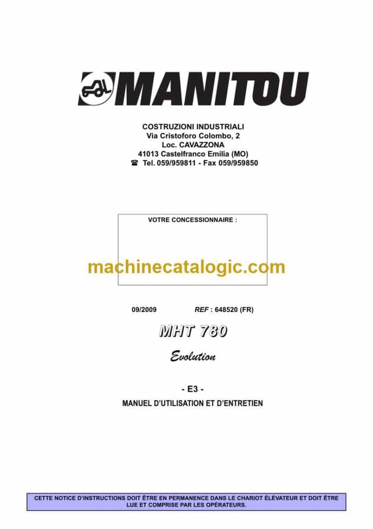 Manitou MHT 780 Evolution Notice D’instructions (648520) (09-2009)
