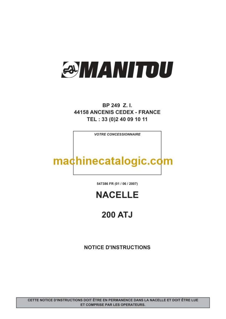 Manitou 200 ATJ Notice D’instructions (547386) (06-2007)