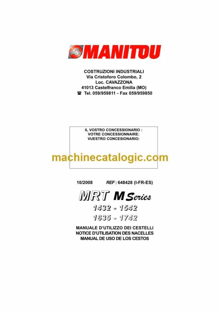 Manitou MRT 1432, MRT 1542, MRT 1635, MRT 1742 M Series Notice D’instructions (648428) (10-2008)