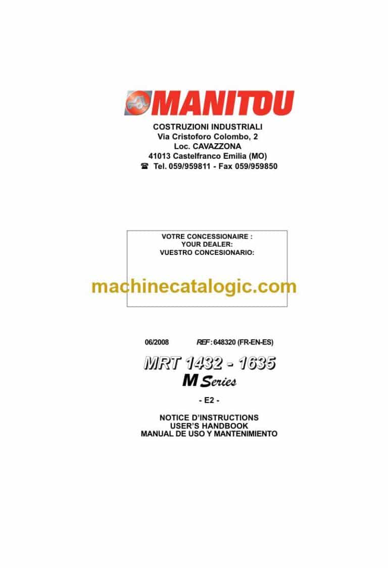 Manitou MRT 1432, MRT 1635 M Series Notice D’instructions (648320) (06-2008)