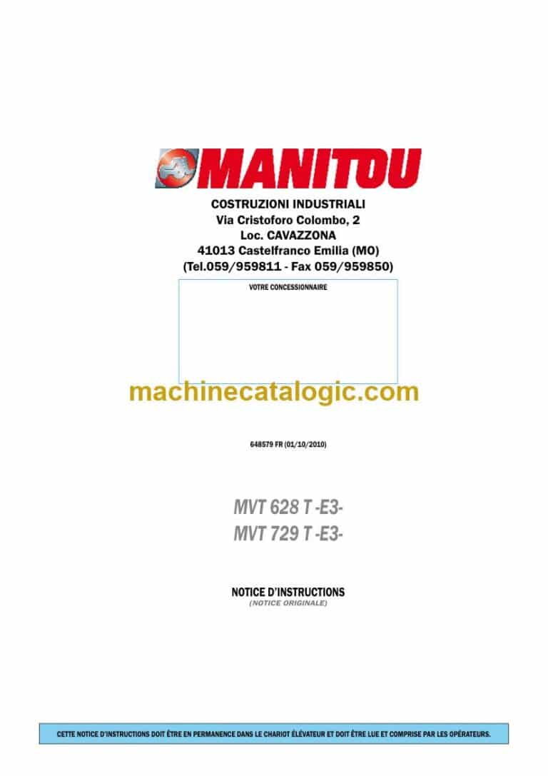 Manitou MVT 628 T-E3, MVT 729 T-E3 Notice D’instructions (648579) (10-2010)