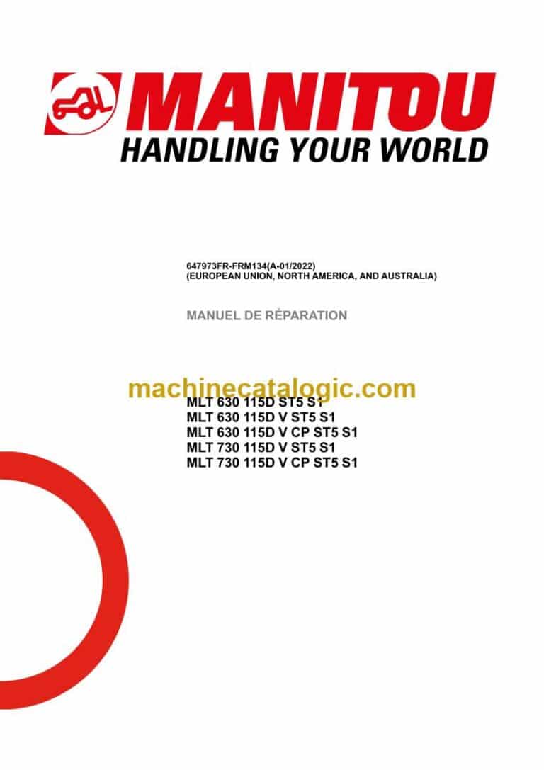 Manitou MLT 630 115D V ST5 S1 Manuel de Réparation (647973FR-FRM134) (A-01-2022)