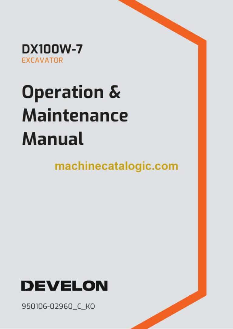 Develon DX100W-7 Wheeled Excavator Excavator Operation and Maintenance Manual – Korean Language (한국어) (950106-02960_C_KO)