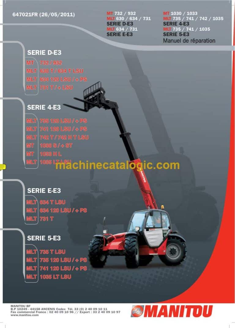 Manitou MLT 731 T SERIE E-E3 Manuel de Réparation (647021FR) (05-2011)