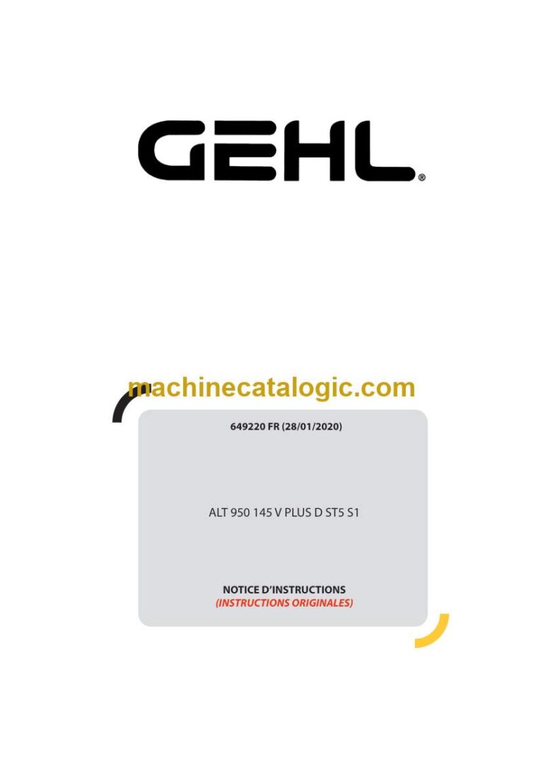 GEHL ALT 950 145 V PLUS D ST5 S1 Notice D’instructions (649220) (01-2020)