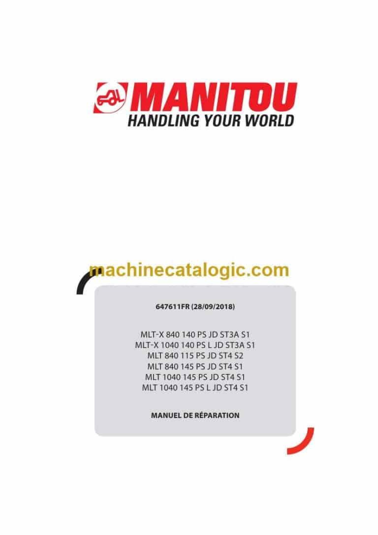 Manitou MLT 1040 145 PS JD ST4 S1 Manuel de Réparation (647611FR) (09-2018)