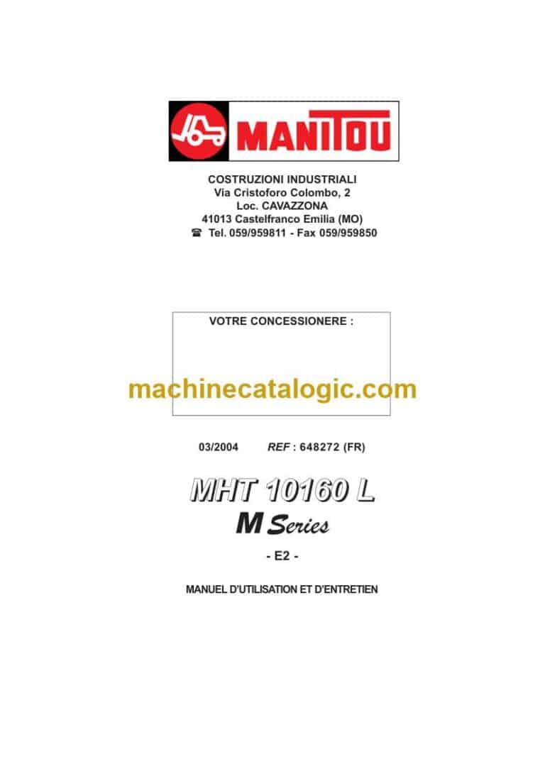 Manitou MHT 10160L M Series Notice D’instructions (648272) (03-2004)