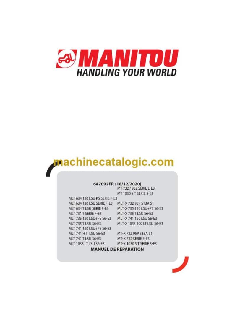 Manitou MLT 741 H T LSU S6-E3 Manuel de Réparation (647092FR) (12-2020)