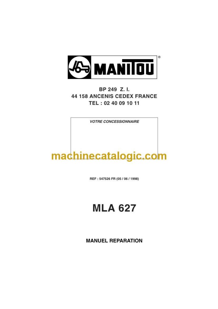 Manitou MLA 627 Manuel de Réparation (547526FR) (06-1998)