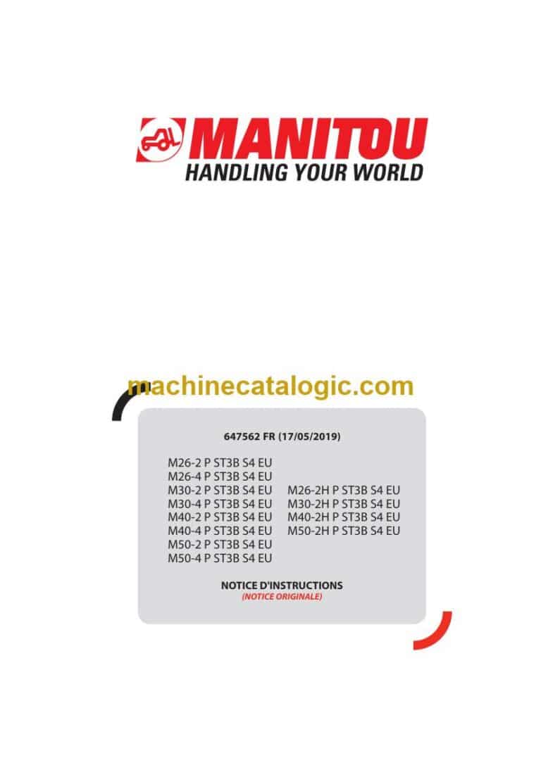Manitou M40-2H P ST3B S4 EU, M50-2H P ST3B S4 EU Notice D’instructions (64756FR) (05-2019)
