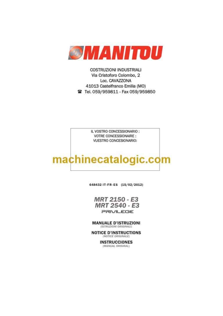 Manitou MRT 2150-E3, MRT2540-E3 Privilege Notice D’instructions (648432) (02-2012)