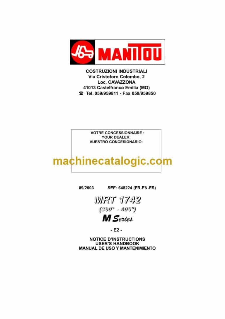 Manitou MRT 1742 M Series Notice D’instructions (648224) (09-2003)