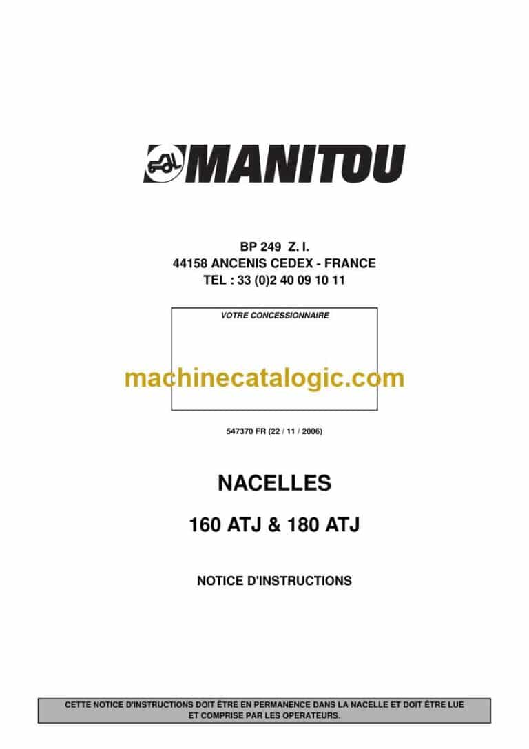 Manitou 160 ATJ, 180 ATJ NACELLES Notice D’instructions (547370FR) (11-2006)