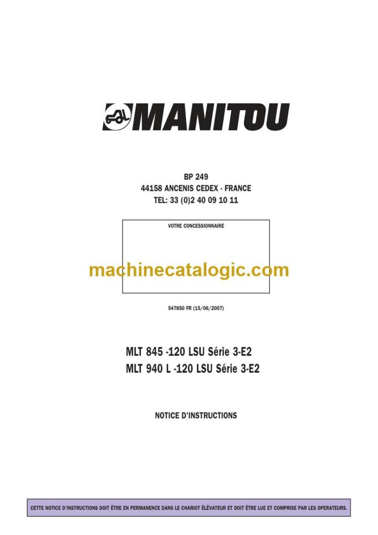 Manitou MLT 845-120 LSU Série 3-E Notice D’instructions (547850) (06-2007)