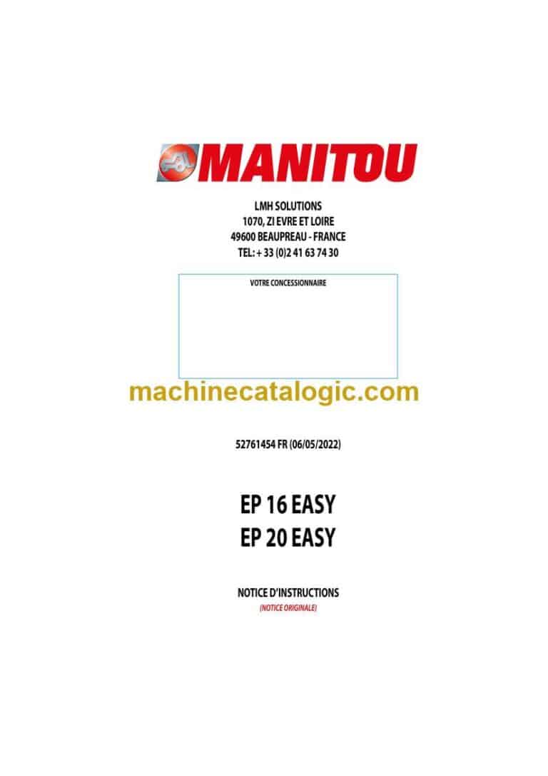 Manitou EP 16 EASY, EP 20 EASY Notice D’instructions (52761454FR) (05-2022)