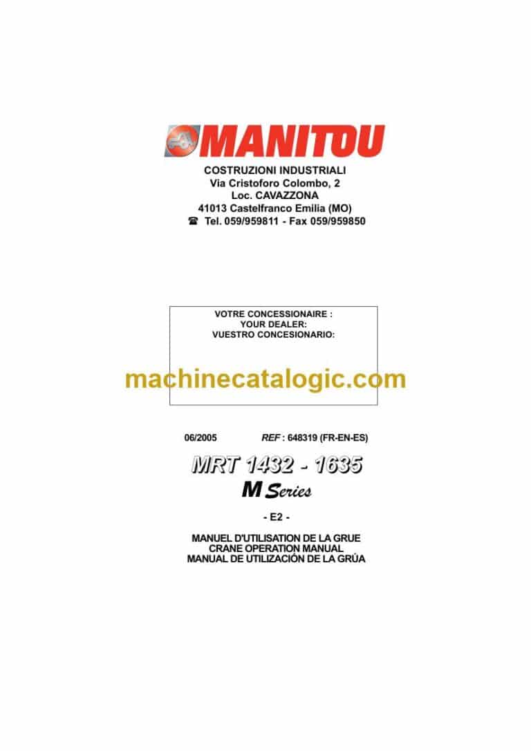 Manitou MRT 1432-1635 M Series Notice D’instructions (648319FR) (06-2005)