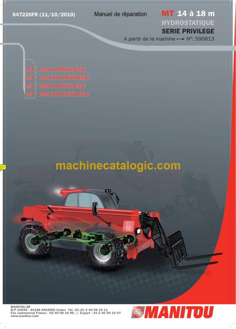 Manitou MT 1840 H PRIVILEGE Manuel de Réparation (647226FR) (10-2010)