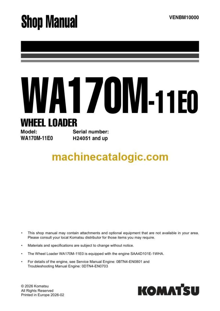 Komatsu WA170M-11E0 Wheel Loader Shop Manual (VENBM10000)