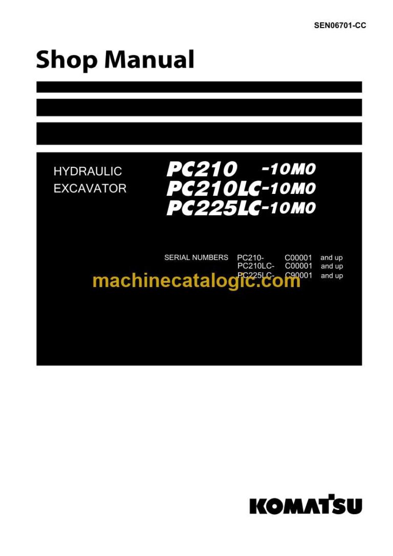 Komatsu PC210-10M0, PC210LC-10M0, PC225LC-10M0 Crawler Excavator Shop Manual (SEN06701-CC)