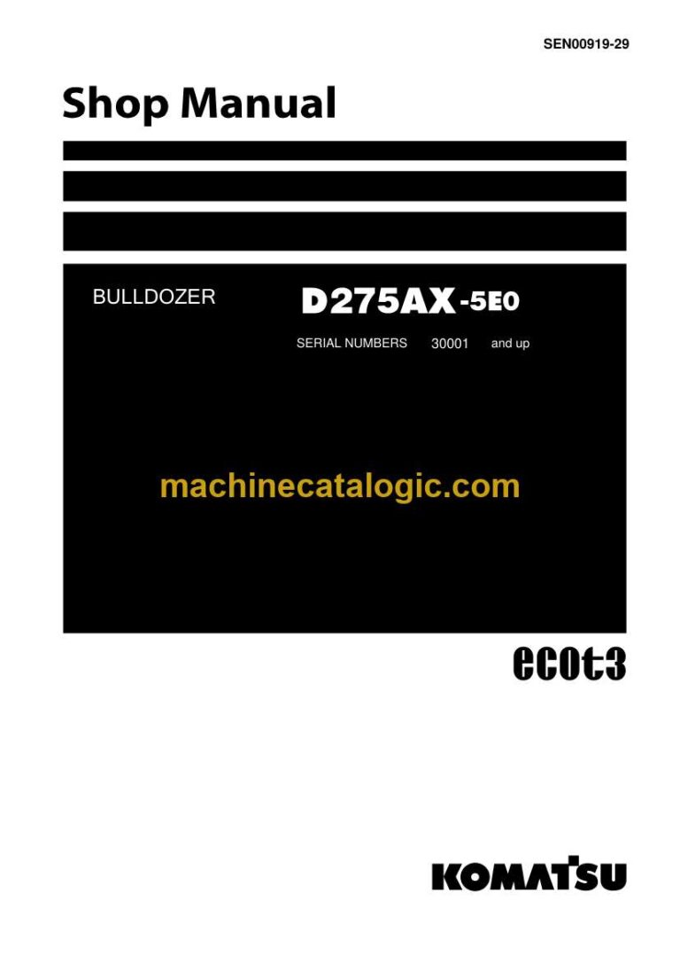 Komatsu D275AX-5E0 Crawler Dozer Shop Manual (SEN00919-29)