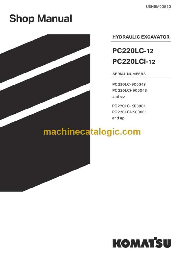Komatsu PC220LC-12, PC220LCI-12 Crawler Excavator Shop Manual (UENBM00890)