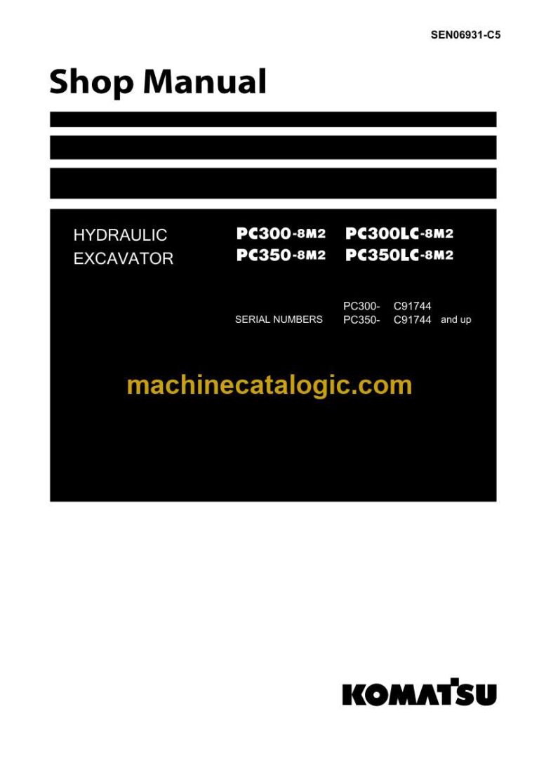 Komatsu PC300-8M2, PC350-8M2, PC350LC-8M2 Crawler Excavator Shop Manual (SEN06931-C5)