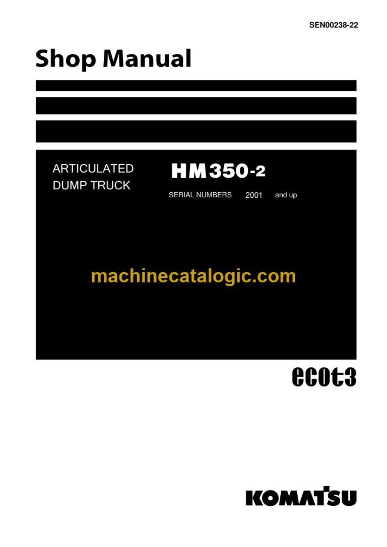 Komatsu HM350-2 Articulated Dump Truck Shop Manual (SEN00238-22)