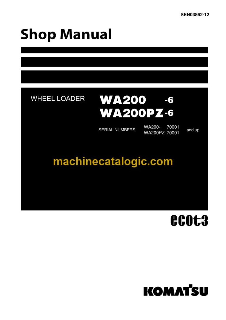 Komatsu WA200-6, WA200PZ-6 Wheel Loader Shop Manual (SEN03862-12)