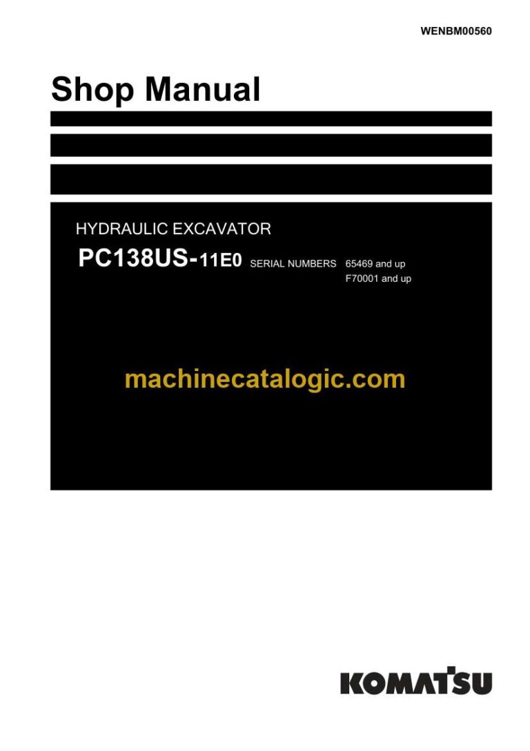 Komatsu PC138US-11E0 Crawler Excavator Shop Manual (WENBM00560)