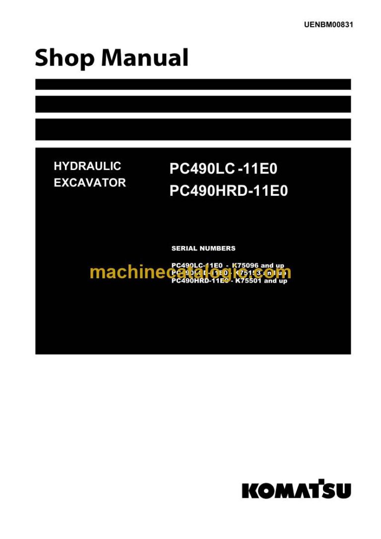 Komatsu PC490HRD-11E0, PC490LC-11E0 Crawler Excavator Shop Manual (UENBM00831)