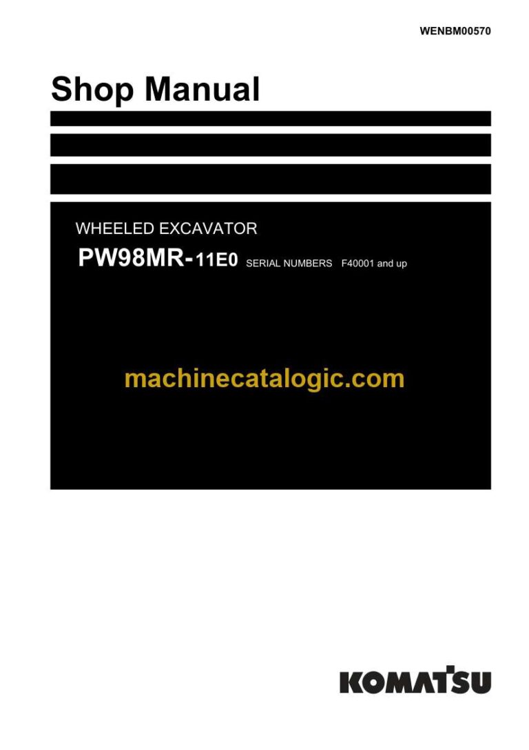 Komatsu PW98MR-11E0 Wheeled Excavator Shop Manual (WENBM00570)