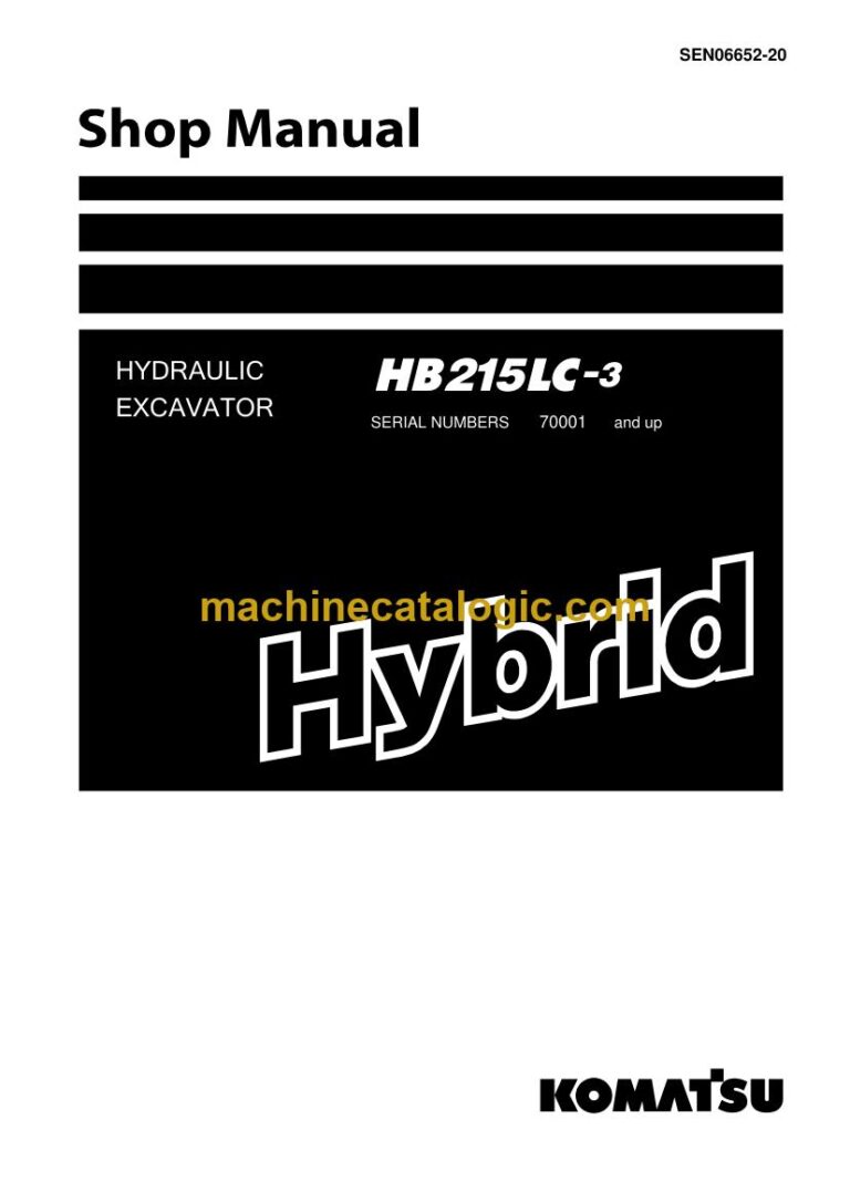 Komatsu HB215LC-3 Crawler Excavator Shop Manual (SEN06652-20)