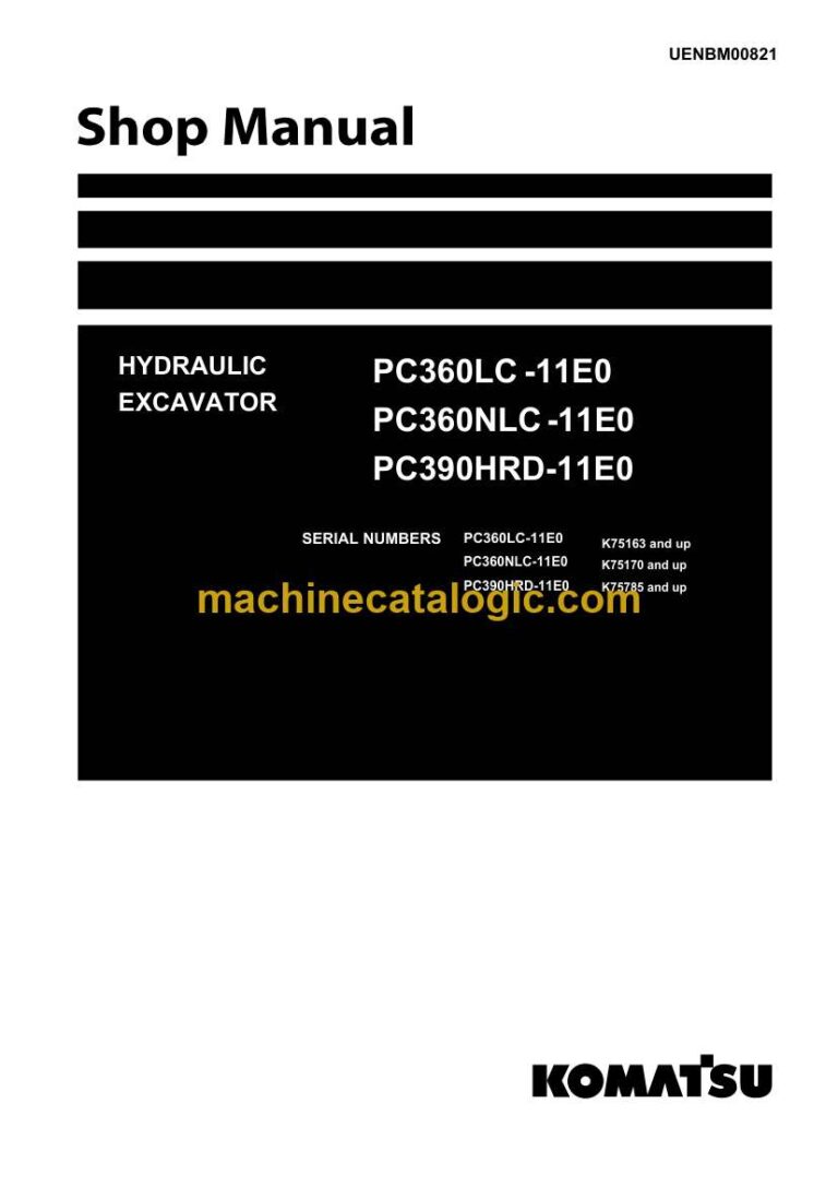 Komatsu PC360LC-11E0, PC390HRD-11E0 Crawler Excavator Shop Manual (UENBM00821)
