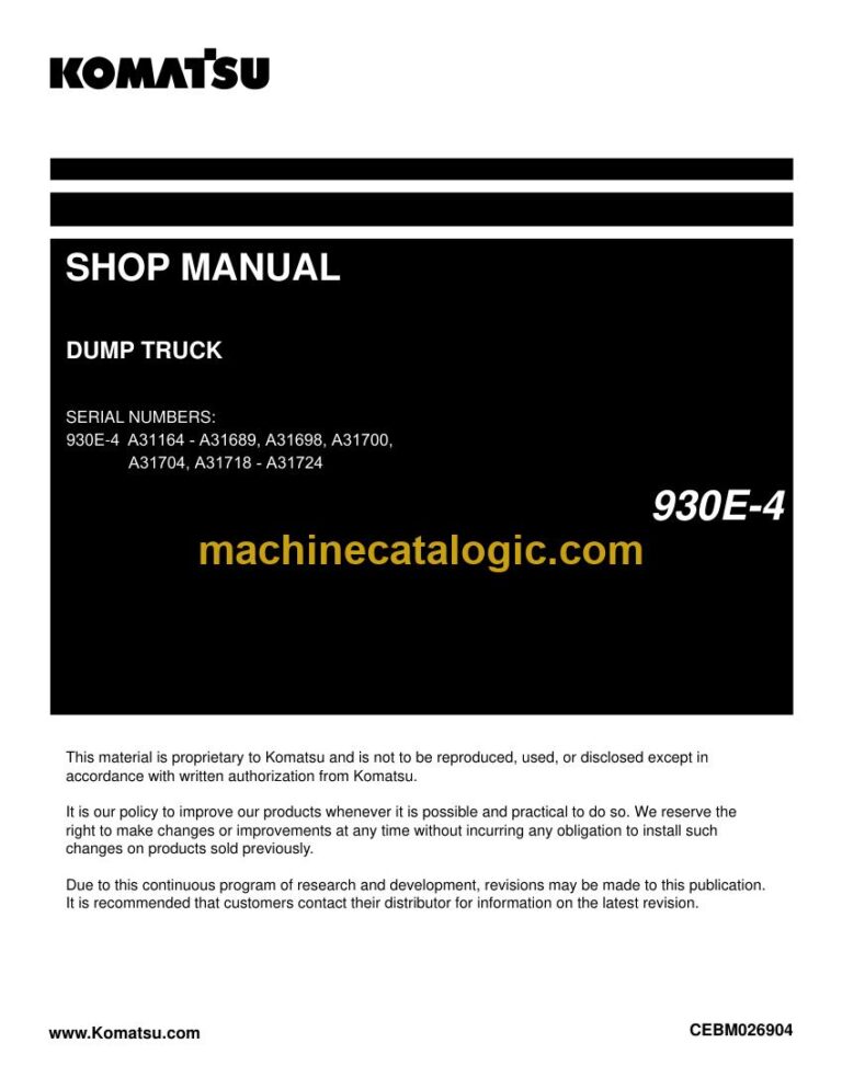 Komatsu 930E-4 Rigid Dump Truck Shop Manual (CEBM026904)