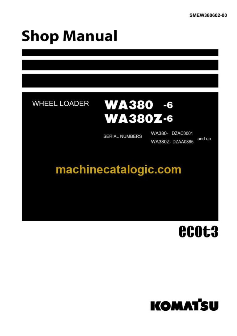 Komatsu WA380-6, WA380Z-6 Wheel Loader Shop Manual (SMEW380602-00)
