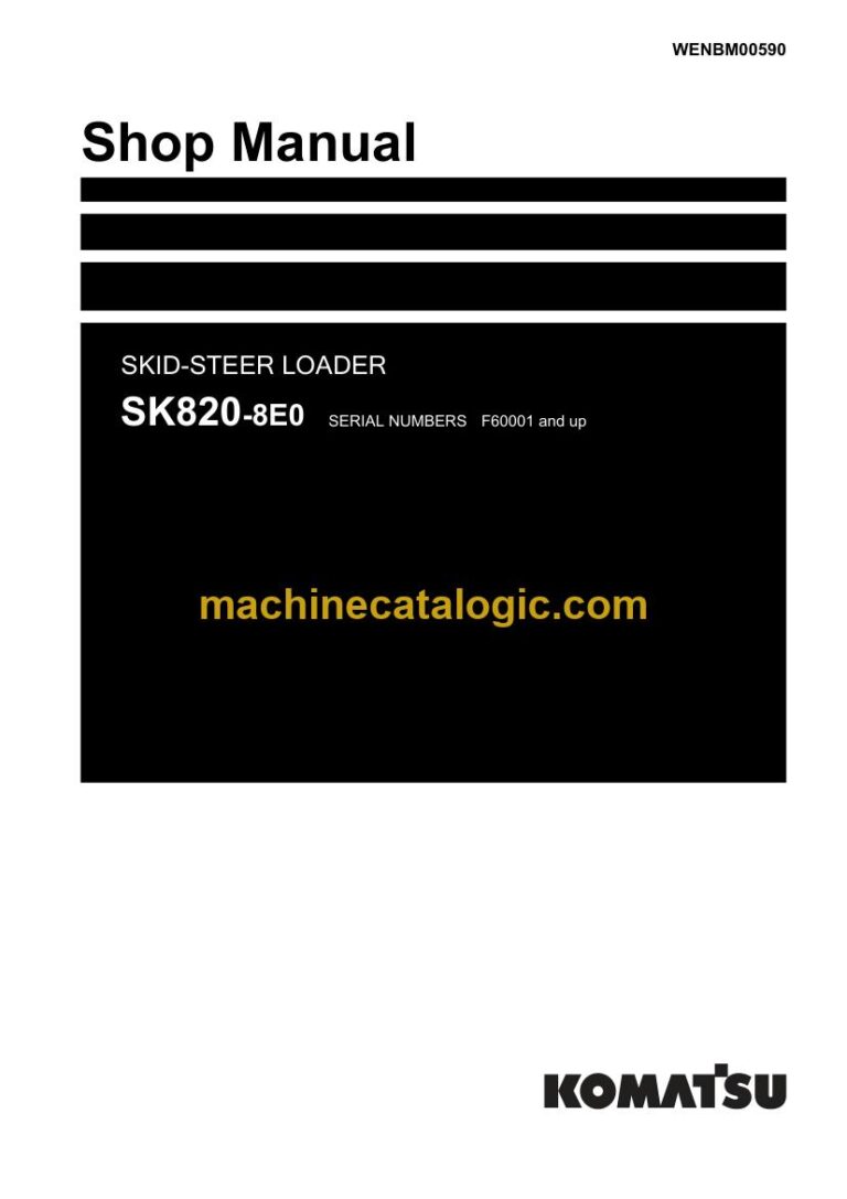 Komatsu SK820-8E0 Skid Steer Loader Shop Manual (WENBM00590)