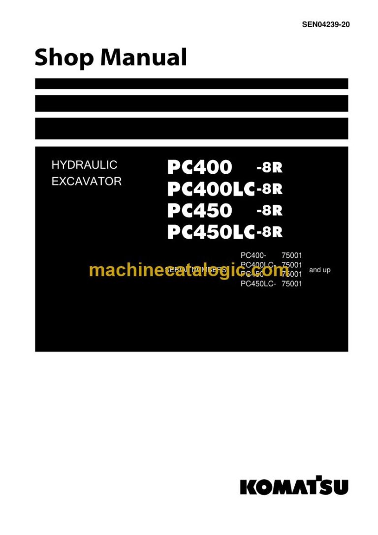 Komatsu PC400-8R, PC400LC-8R, PC450-8R Crawler Excavator Shop Manual (SEN04239-20)