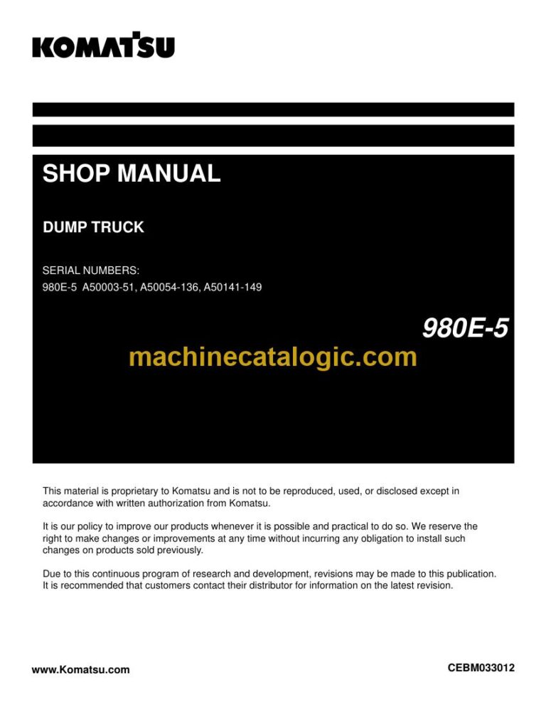 Komatsu 980E-5 Rigid Dump Truck Shop Manual (CEBM033012)