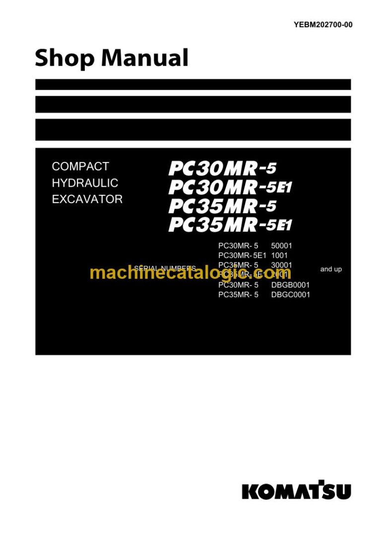 Komatsu PC35MR-5E1 Crawler Excavator Shop Manual (YEBM202700-00)