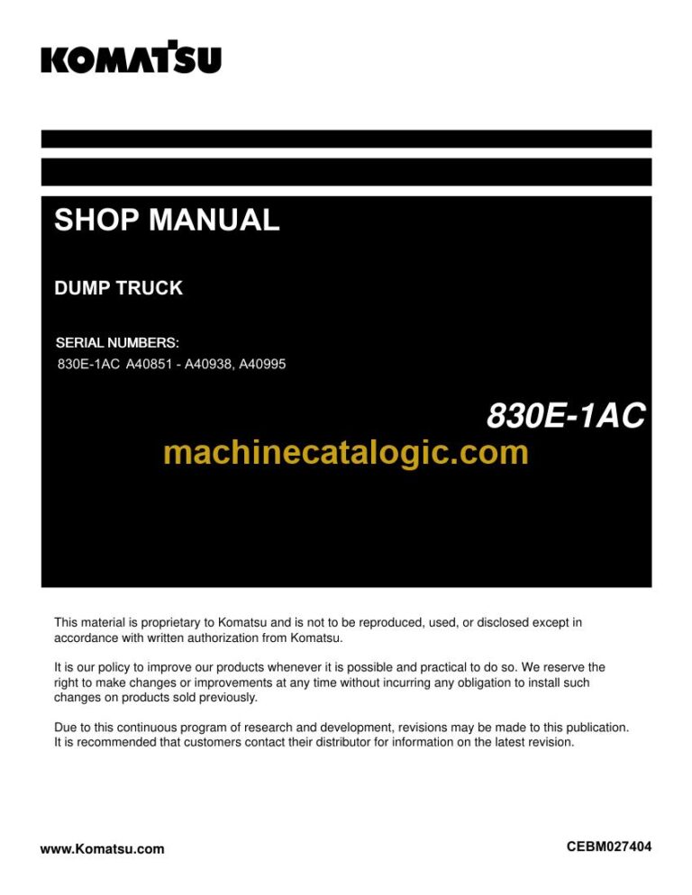 Komatsu 830E-1AC Rigid Dump Truck Shop Manual (CEBM027404)