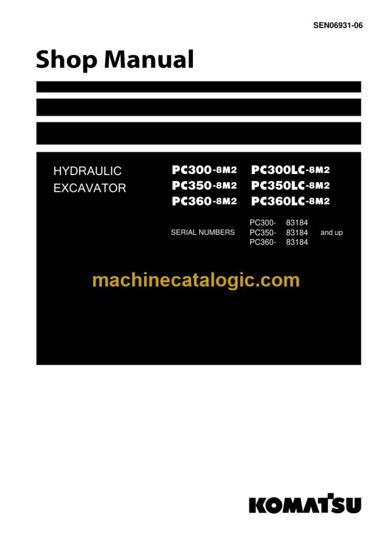 Komatsu PC300-8M2, PC300LC-8M2, PC350-8M2 Crawler Excavator Shop Manual (SEN06931-06)