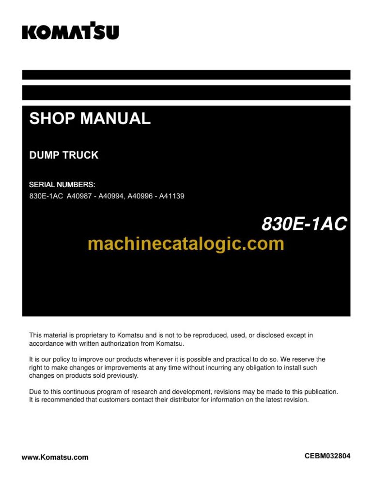 Komatsu 830E-1AC Rigid Dump Truck Shop Manual (CEBM032804)