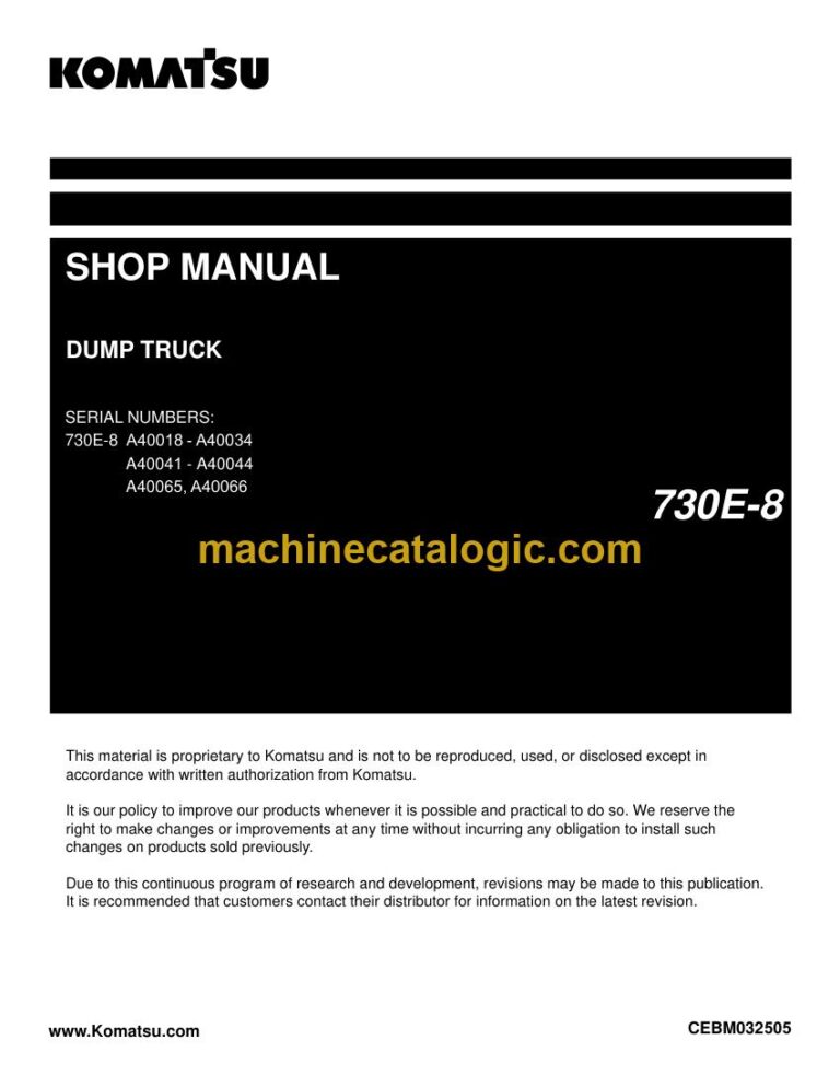 Komatsu 730E-8 Rigid Dump Truck Shop Manual (CEBM032505)