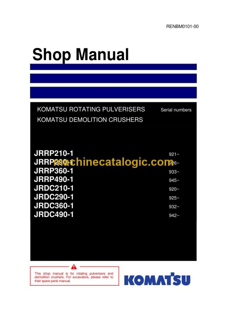 Komatsu JRRP360-1, JRRP490-1 Attachment Shop Manual (RENBM0101-00)