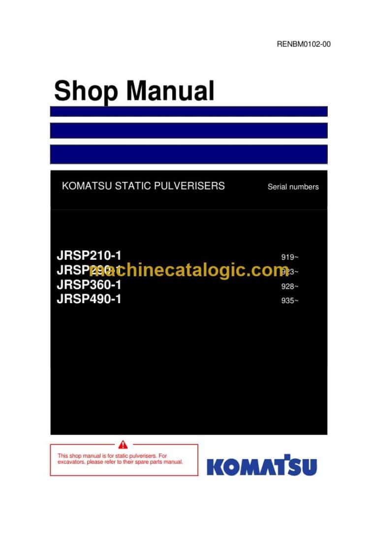 Komatsu JRSP490-1 Attachment Shop Manual (RENBM0102-00)