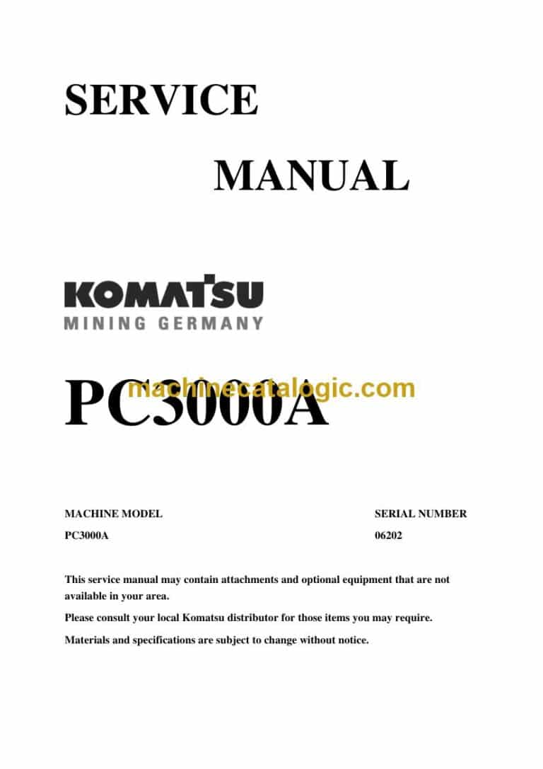 Komatsu PC3000-1 Mining Excavator Shop Manual (GZEBM06202_06233-0)
